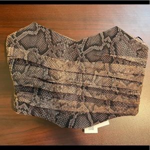 Corsetry Tulle Crop Top Snake Print